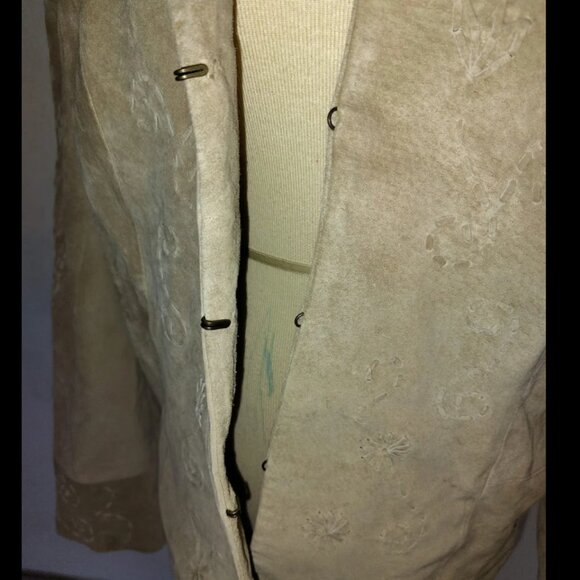 Coldwater Creek 100% Leather Jacket XL Women's Hook & Eye Woven Pattern RN 95816 - Picture 10 of 11